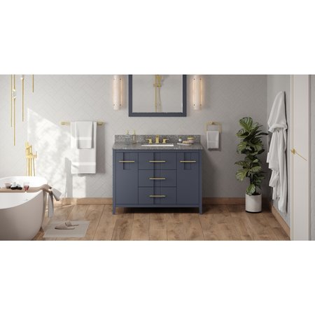 JEFFREY ALEXANDER 48In. Blue Steel Katara Vanity, Boulder Cultured Marble Vanity Top, Undermount Rectangle Bowl VKITKAT48BSBOR